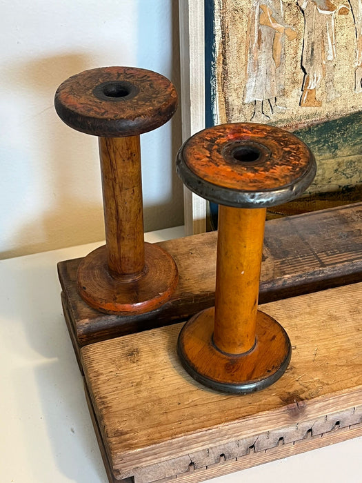 pair of vintage wooden spools ( Online Purchase Only )