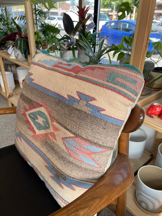 Vintage Possibly Southwestern Wool Kilim Pillow with Geometric Pattern