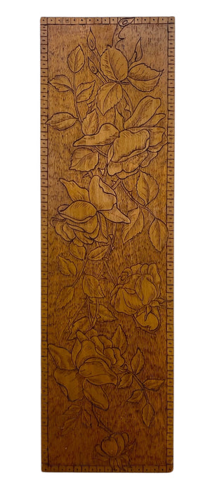 Antique Hand-Carved Floral Wooden Wall Panel with Rose Motif