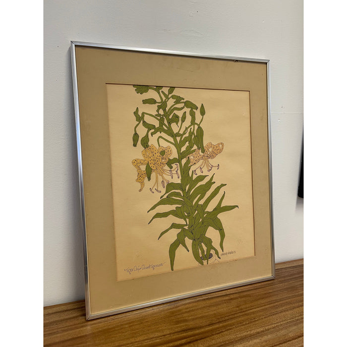 Vintage Original Signed and Framed Artwork Titled, "Tiger Lily"