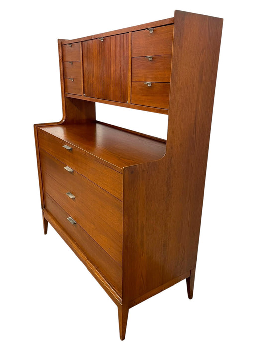 Vintage Cavalier Mid Century Modern Highboy Dresser Cabinet.