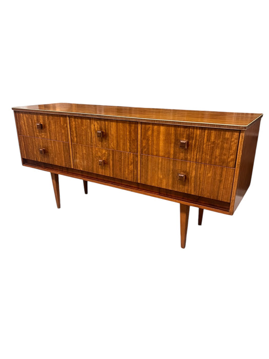 Vintage Mid Century Modern Figured Wood TV Media Console or Credenza or Accent Storage Cabinet UK Import