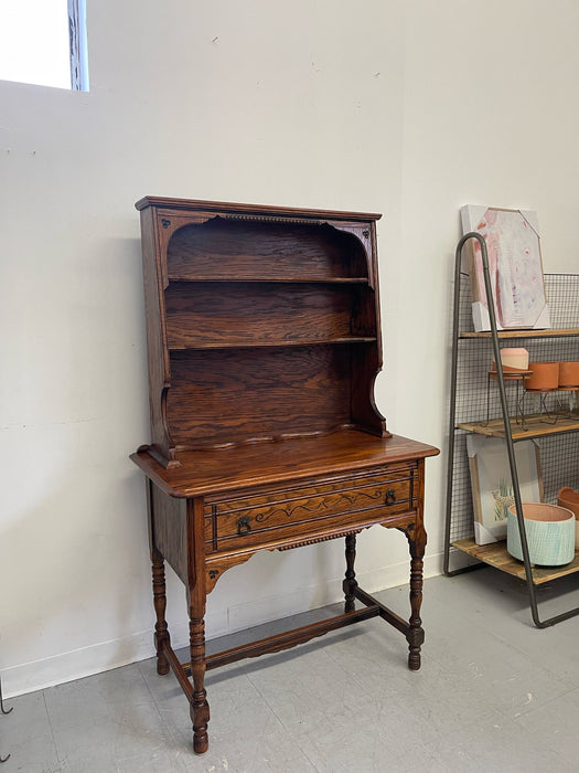 Vintage Early American Style Two Piece Hutch and Console Table.