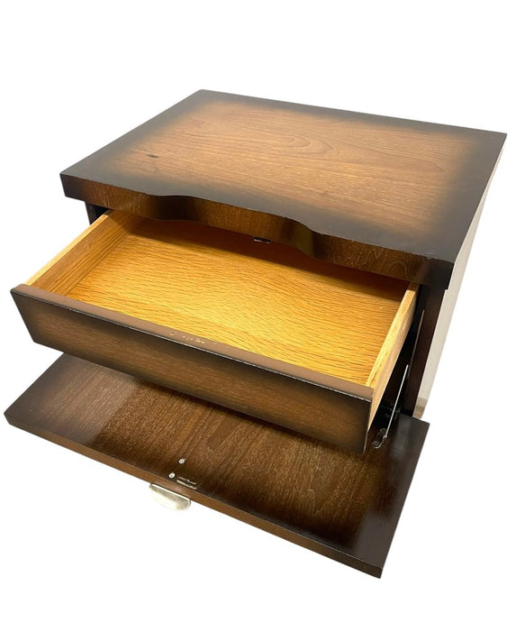 Vintage Mid-Century Modern Drop-Front Nightstand / Bedside Cabinet with Interior Drawer and Brass-Toned Legs