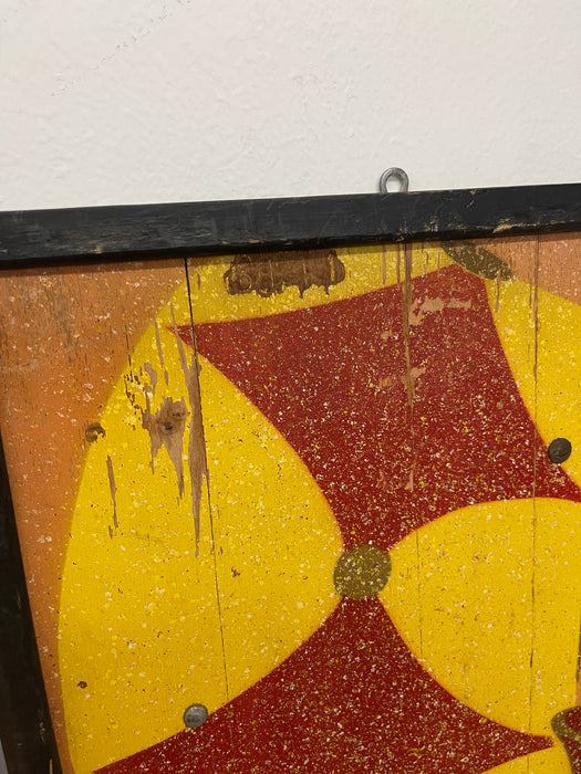 Vintage Mid-Century Modern Geometric Wall Panels, Set of Four, Orange and Yellow Abstract Wall Art