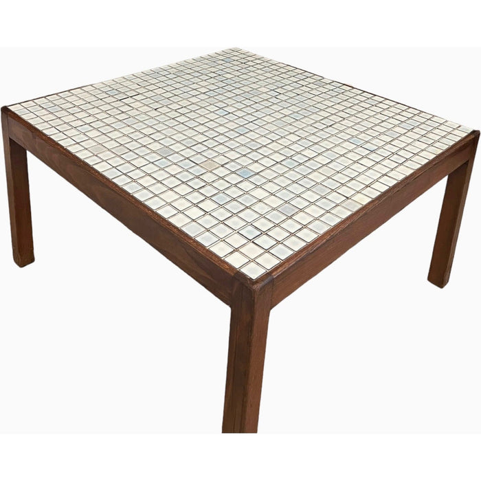 Vintage Mid Century Modern Walnut Table With Tile Top