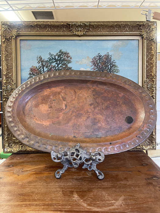 Vintage Hand-Hammered Oval Tray by Marsar Arte y Cobre, Puerto Vallarta, Mexico