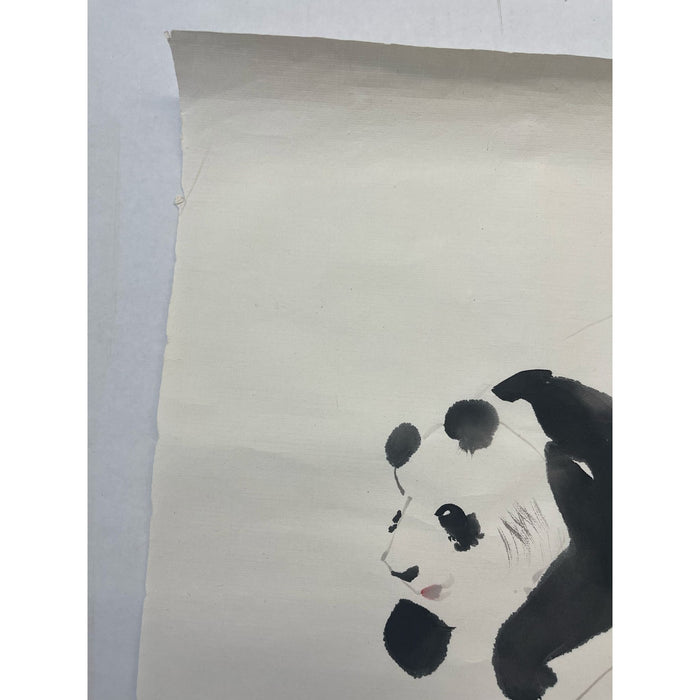 Vintage Original Watercolor Painting of Panda Bear Study.