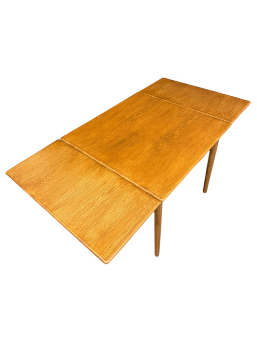 Vintage Danish Mid Century Modern Oak Dining Table With Two Pull Out Leaves