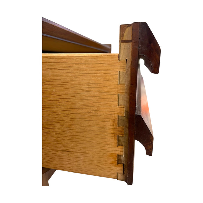 Vintage Lane First Edition Mid Century Modern Walnut Nightstand End Table Set by Lane Furniture.