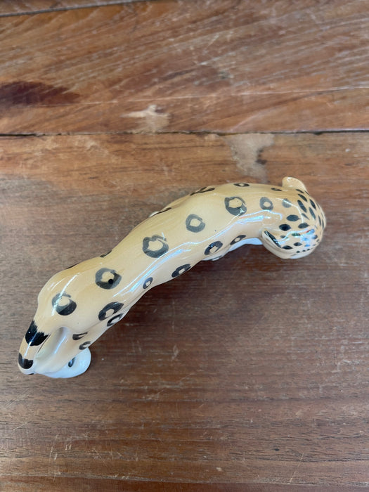 Vintage Erphila Germany Porcelain Leopard Figurine with Hand-Painted Details