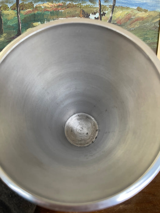Vintage Towle Silversmiths Modernist Metal Vase with Black and Mother-of-Pearl Geometric Inlay