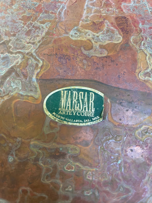Vintage Hand-Hammered Oval Tray by Marsar Arte y Cobre, Puerto Vallarta, Mexico