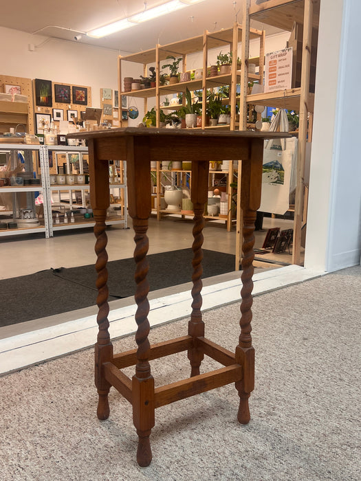 Antique English Barley Twist  Oak Wood Accent End Table Stand UK Import