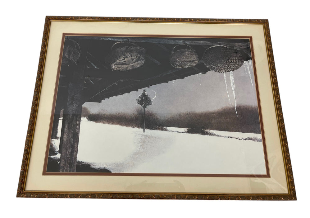 Andrew Wyeth "Crescent" Framed Print with Christmas Tree and Crescent Moon
