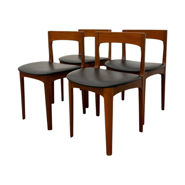Mid-Century Modern Teak Dining Chairs UK Import – Set of 4 Danish Modern Style Black Vinyl Side Chairs