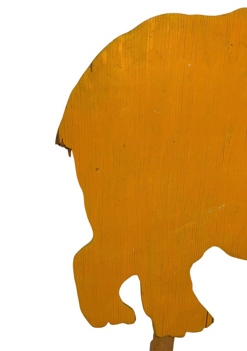 Vintage Hand-Painted Wooden Rhinoceros Lawn Sign / Folk Art Yard Stake