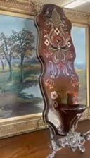 Possibly Norwegian Hand-Rainfed Resemaling Wall Pocket with Candlestick Holder or Miniature Vase, Signed by Kaja, 1990-Scandinavian Folk Art Decor.