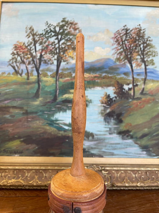 Handcrafted Whisk Broom with Turned Wood Handle and Natural bristles