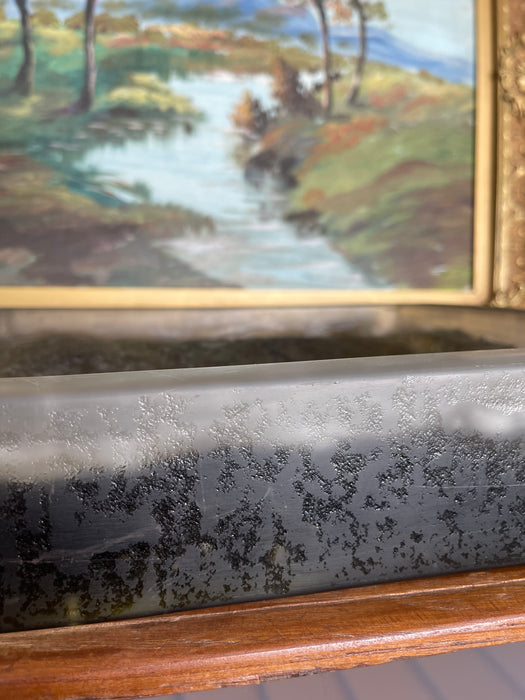 Vintage Brutalist Style Cast Glass Block Sculpture with Textured Relief Surface