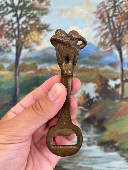 Vintage Likely Cast Iron Figural Nude Double Woman Bottle Opener