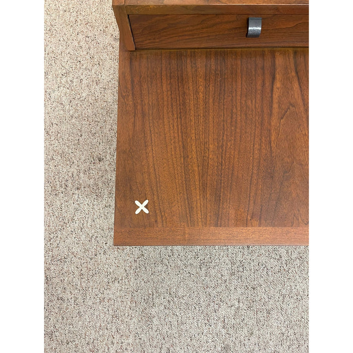 Vintage Mid Century Modern Pair of End Tables by American of Martinsville With Metal Inlay Accent.
