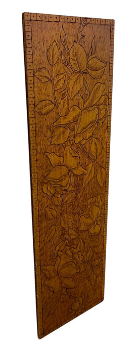 Antique Hand-Carved Floral Wooden Wall Panel with Rose Motif