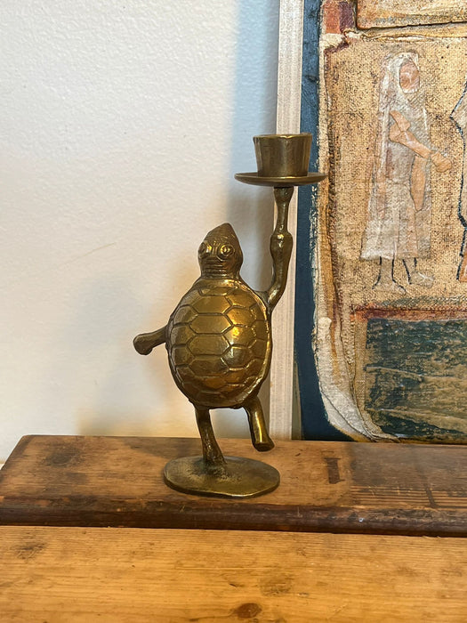 Vintage Standing Turtle Candle Stick Holder