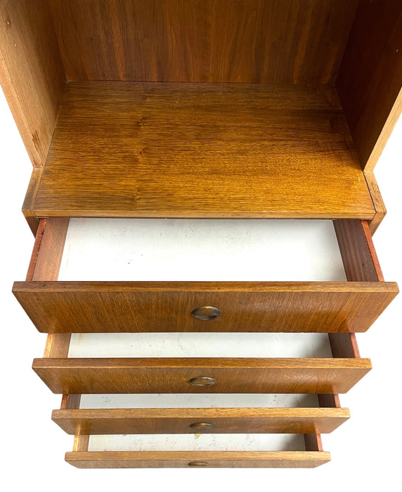 Vintage Mid Century Modern Bookshelf Cabinet with 4 Drawers