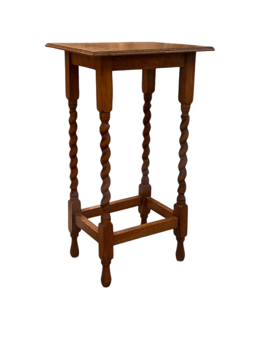 Antique English Barley Twist  Oak Wood Accent End Table Stand UK Import