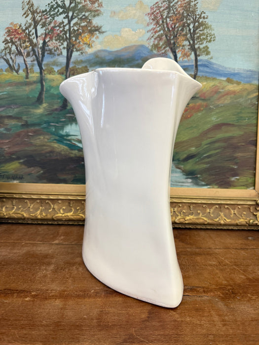 Vintage Signed and Dated Surrealist Style Mid century modern style White Ceramic Face Vase Sculpture - off white Abstract Modern Art