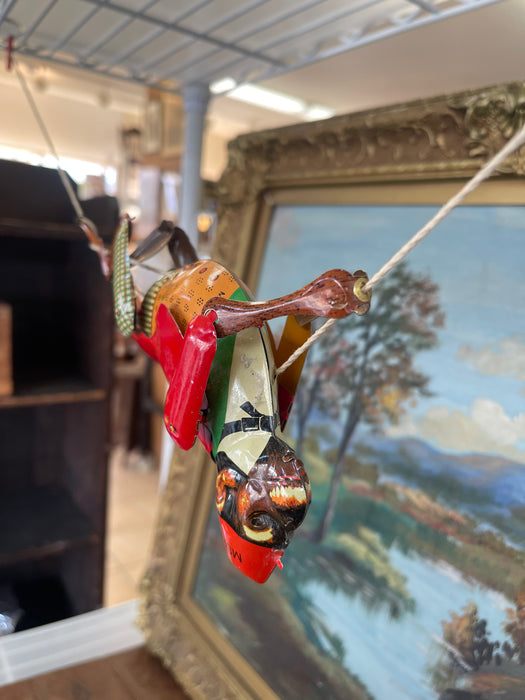Vintage Mid-Century Tin Acrobat Monkey Toy MS218 Made in China