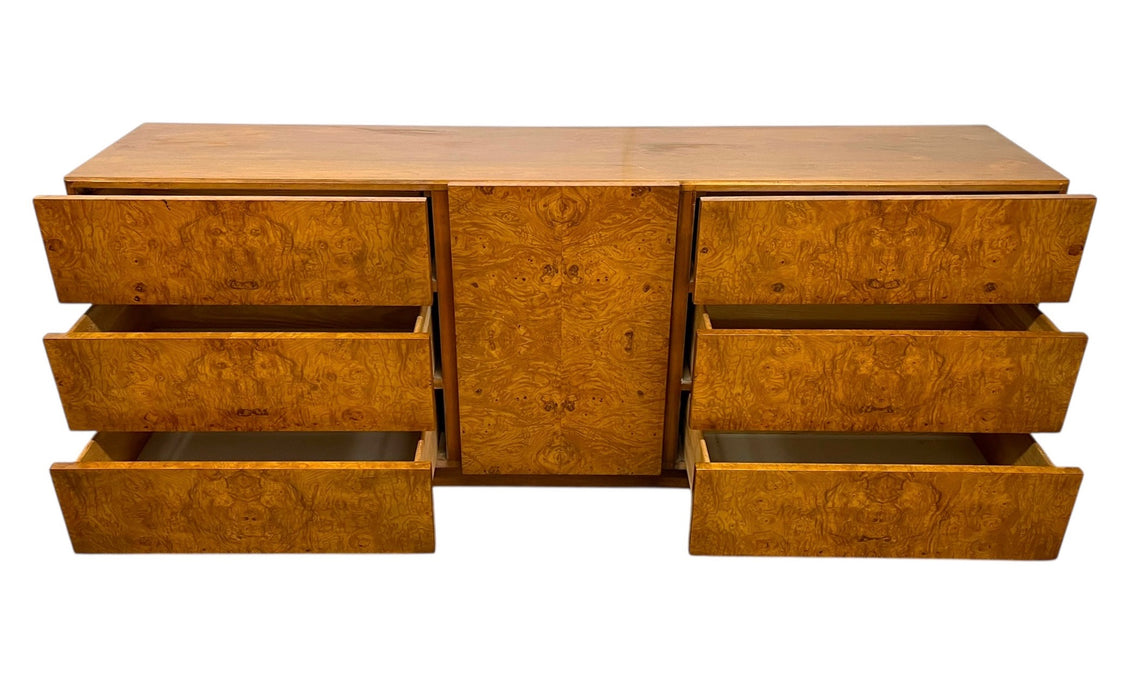 Milo Baughman for Lane Mid-Century Modern Burl Wood Credenza