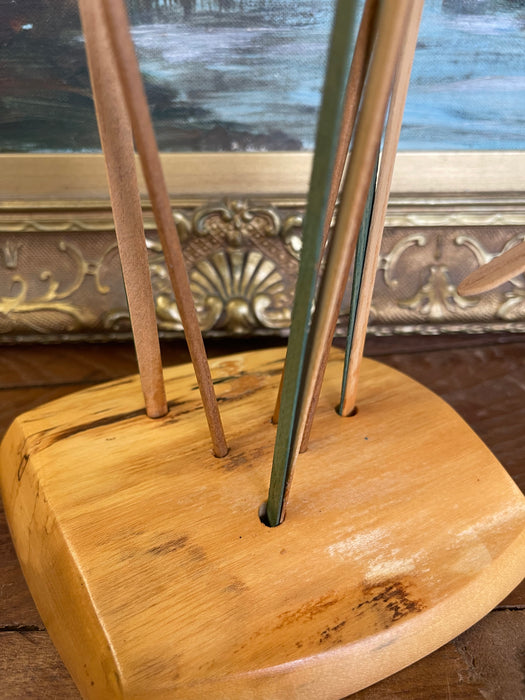 Handcrafted Wooden Cattail a Sculpture by Wood N' Things, Minnesota Studio Craft Botanical Art