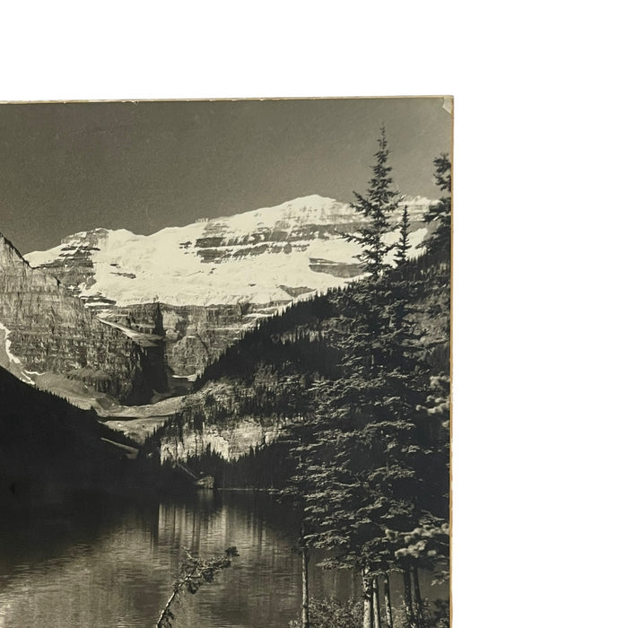 Vintage Black and White Lake Louise & Victoria Glacier Photograph, Alberta Landscape Print