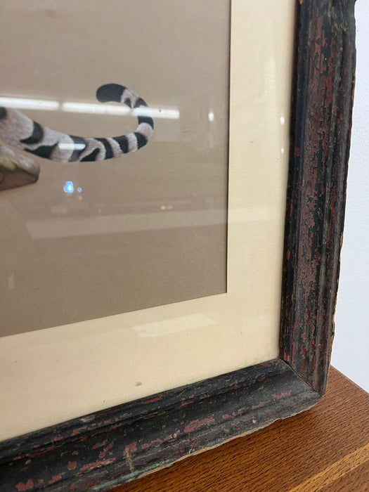 Possibly Mixed media original Tiger Art Piece. Matted and framed in Antique frame.