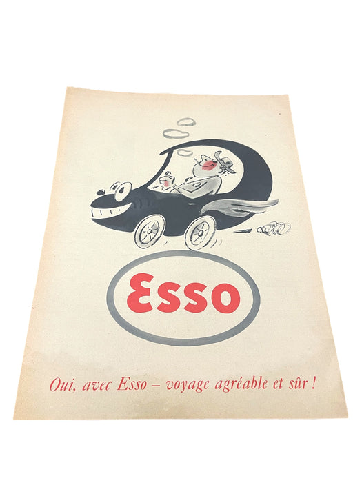 French Esso Advertising Print - Mid 20th Century Gasoline Poster