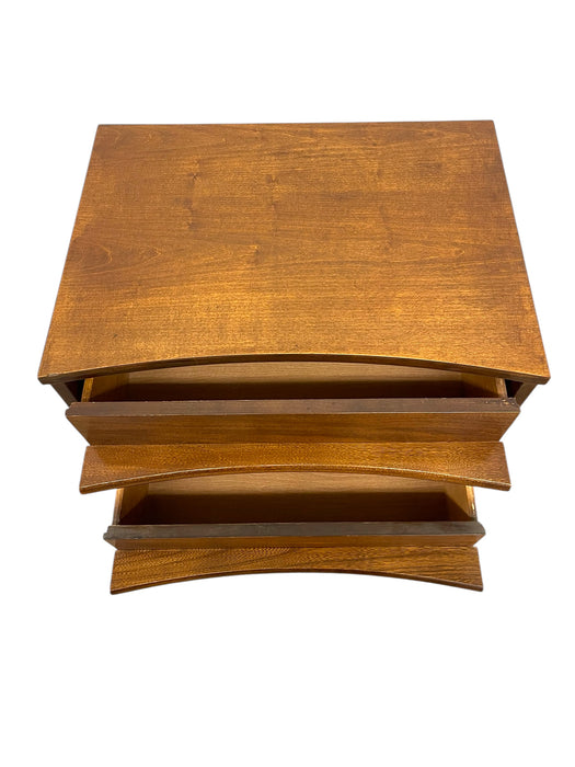 Vintage Mid Century Modern Two-Drawer End table Night Stand with Sculpted Handles