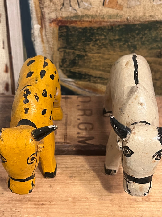 Pair of primitive handmade vintage animal Sculptures