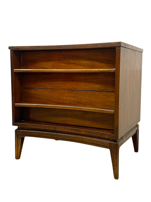 Vintage Mid Century Modern Two-Drawer End table Night Stand with Sculpted Handles