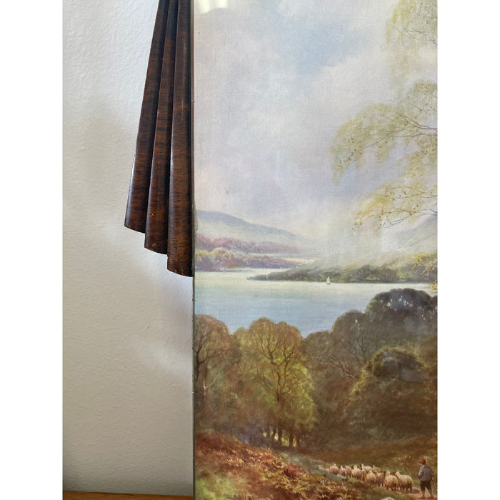 Peaceful Sheep Herding  is Scene within Art Deco FramePossibly 30s with Vintage Hardware  Dimensions 13 W ; 1 D ; 18 1/2 H