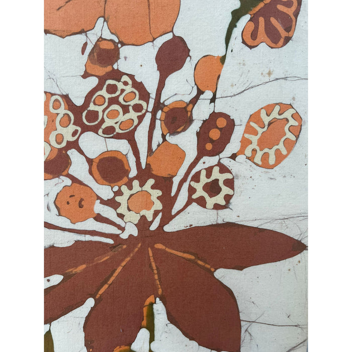 Vintage Batik Abstract Floral Artwork by Elisabeth Bernath