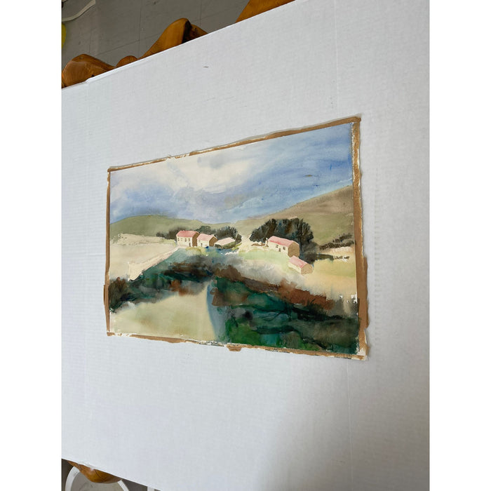 Vintage Landscape Artwork on Paper Possibly Watercolor