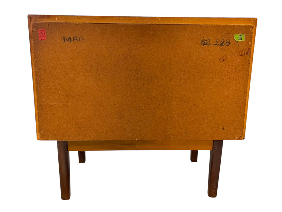 Vintage Mid-Century Modern Walnut-Toned Accent Table with Two
Dovetail Drawers