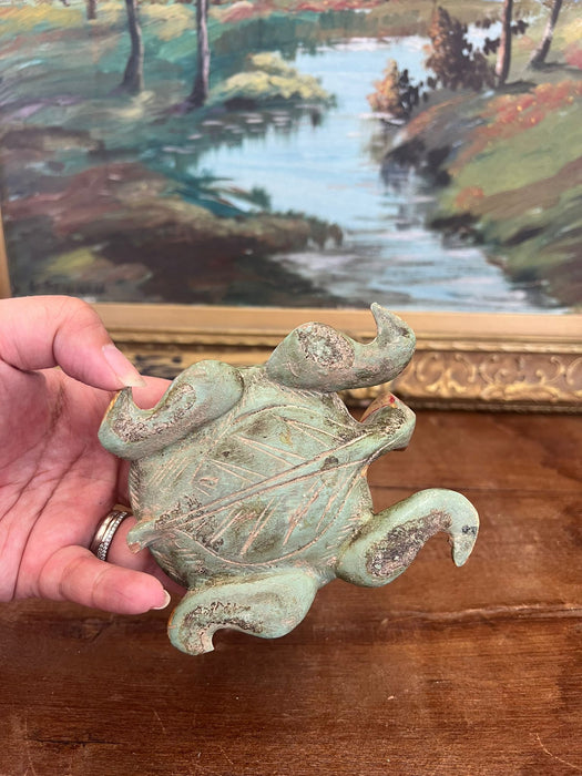 Vintage Hand carved and hand painted wooden Turtle Figurine.