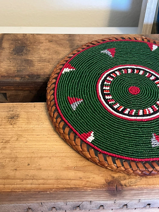 Vintage Woven Beaded placement coaster Decor.