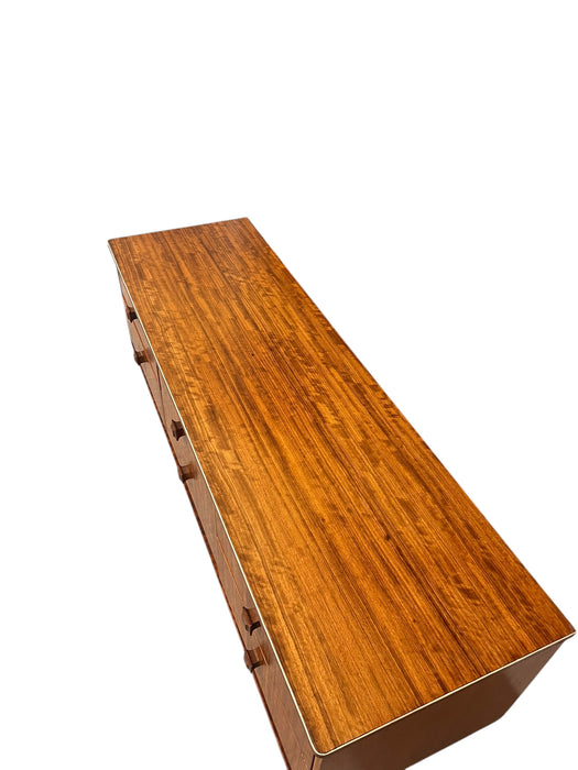 Vintage Mid Century Modern Figured Wood TV Media Console or Credenza or Accent Storage Cabinet UK Import