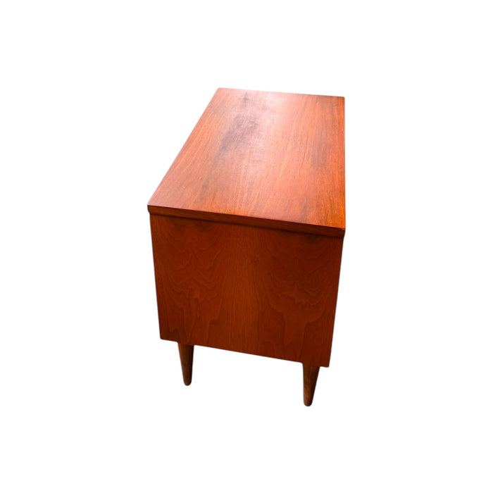 Vintage Mid-Century Modern End Table Set With Diamond Parquet Accent Inlay and Dovetailed Drawers