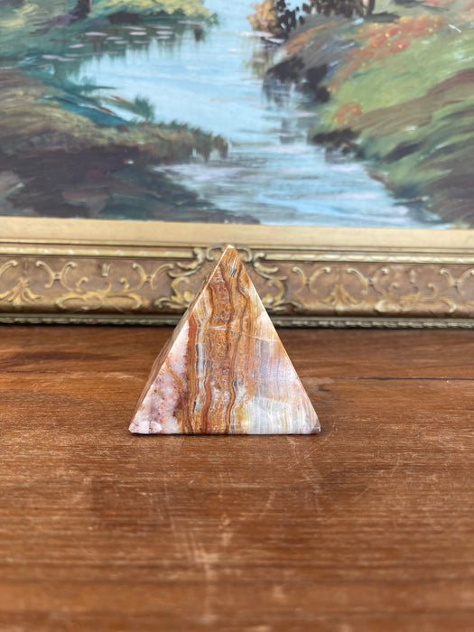 Hand-Carved Polished Onyx Pyramid Sculpture or Paperweight