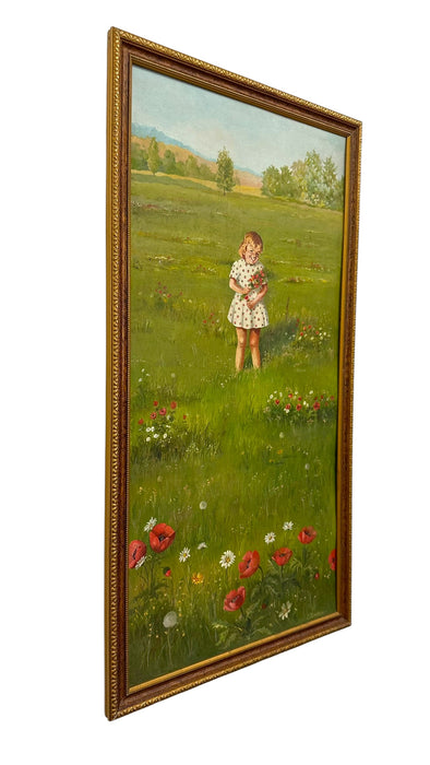 Original 1970 "Springtime" Oil Painting by J. Dembrow – Vintage Redbook Magazine Illustration Art
